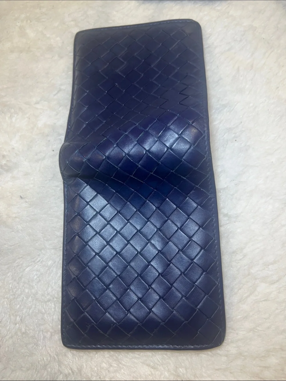 Bottega Veneta Men's Woven Leather Bifold Wallet in Deep Navy